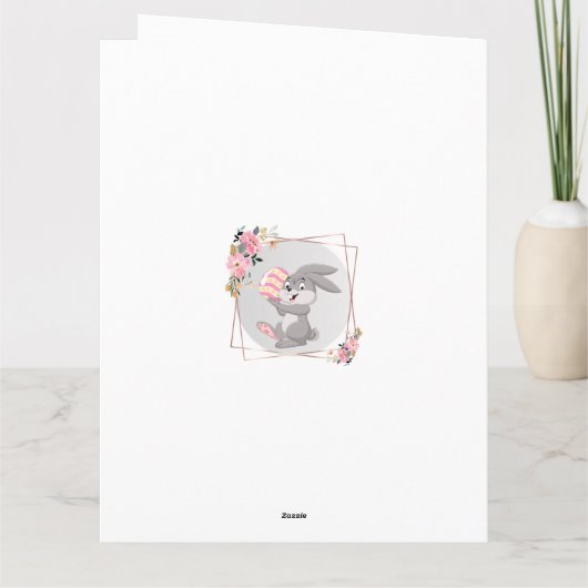 Gray Easter Bunny Personalized Folded Card Kaart (Achterkant)