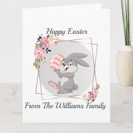 Gray Easter Bunny Personalized Folded Card Kaart (Voorkant)