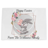 Gray Easter Bunny Personalized Gift Bag Groot Cadeauzakje (Voorkant)