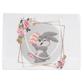 Gray Easter Bunny Personalized Gift Bag Groot Cadeauzakje (Achterkant)