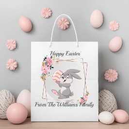 Gray Easter Bunny Personalized Gift Bag Groot Cadeauzakje