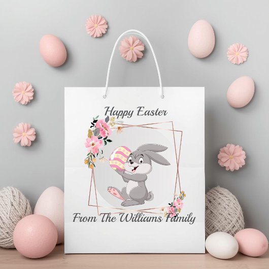 Gray Easter Bunny Personalized Gift Bag Groot Cadeauzakje