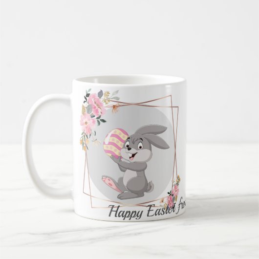 Gray Easter Bunny Personalized Mug Koffiemok (Links)