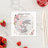 Gray Easter Bunny Personalized Paper Napkin Servet (Insitu)
