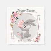 Gray Easter Bunny Personalized Paper Napkin Servet (Voorkant)