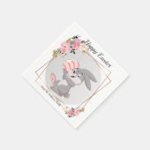 Gray Easter Bunny Personalized Paper Napkin Servet (Hoek)