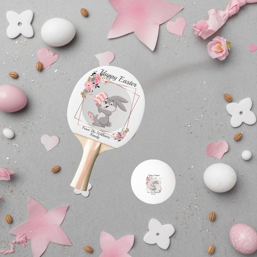 Gray Easter Bunny Personalized Ping Pong Ball