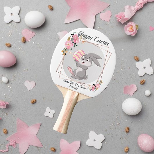 Gray Easter Bunny Personalized Ping Pong Paddle Tafeltennisbatje