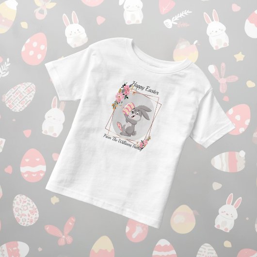 Gray Easter Bunny Personalized Toddler T-Shirt