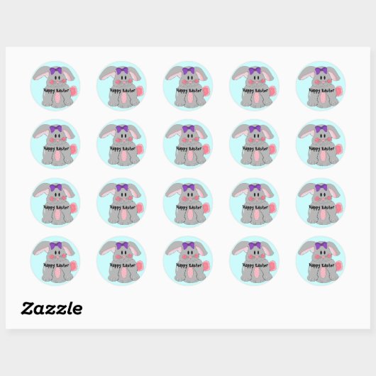 Gray Easter Bunny Ronde Sticker (Vel)