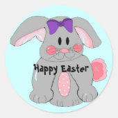 Gray Easter Bunny Ronde Sticker (Voorkant)
