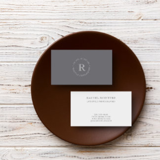 Gray | Eenvoudig minimaal Elegant Rond Monogram Visitekaartje