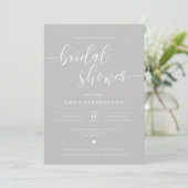 Gray Elegant Bridal Shower Invitation Kaart (Staand voorkant)