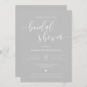 Gray Elegant Bridal Shower Invitation Kaart (Voorkant / Achterkant)