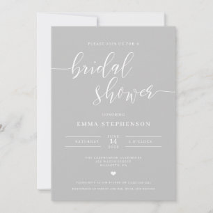 Gray Elegant Bridal Shower Invitation Kaart