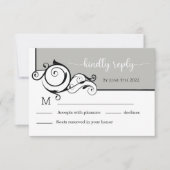 Gray Elegant Calligraphy Wedding RSVP Kaart (Voorkant)