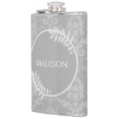 Gray Elegant Damask Flask Heupfles (Links)