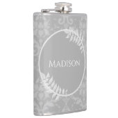 Gray Elegant Damask Flask Heupfles (Rechts)