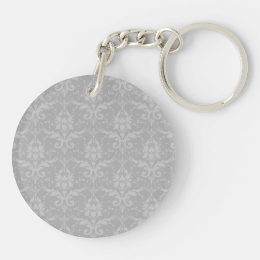 Gray Elegant Damask Persoonlijke Sleutelhanger (Achterkant)