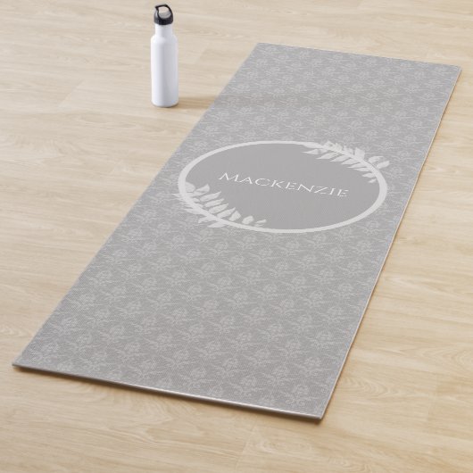 Gray Elegant Damask Yoga Mat (In situ)