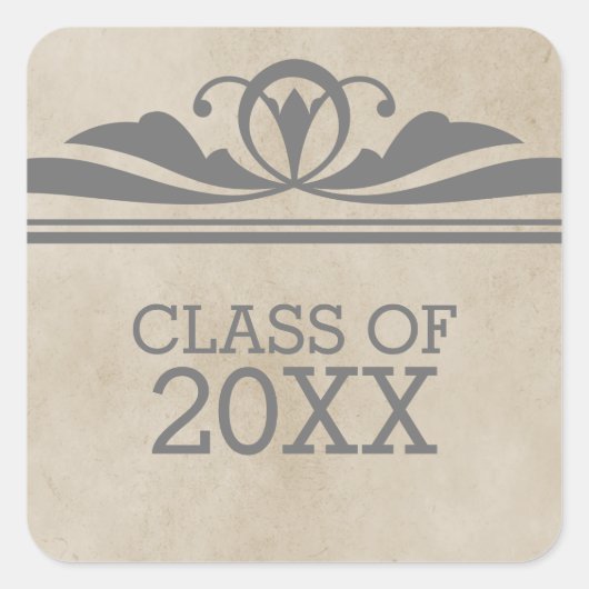 Gray Elegant Deco Afstuderen Stickers (Voorkant)