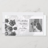 Gray Elegant Flower Wedding Photo Cards Save The Date (Voorkant)