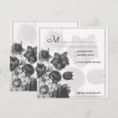 Gray Elegant Flower Wedding RSVP-kaarten Kaart (Voorkant / Achterkant)