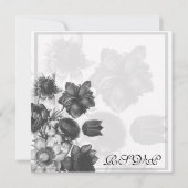Gray Elegant Flower Wedding RSVP-kaarten Kaart (Achterkant)