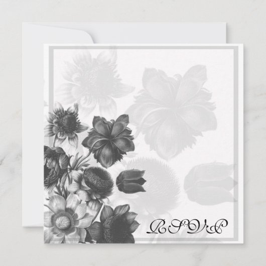 Gray Elegant Flower Wedding RSVP-kaarten Kaart (Achterkant)