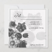 Gray Elegant Flower Wedding RSVP-kaarten Kaart (Voorkant)