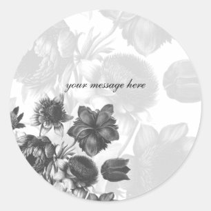 Gray Elegant Flower Wedding Stickers