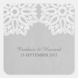 Gray Elegant Lace Wedding Stickers