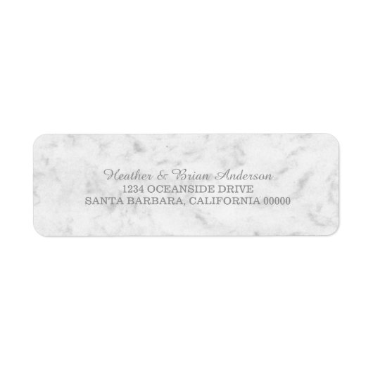 Gray Elegant Marble Wedding Etiket (Voorkant)