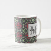 Gray Elegant Nordic Winter Snowflake Monogram Koffiemok (Voorkant rechts)