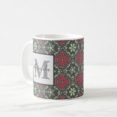 Gray Elegant Nordic Winter Snowflake Monogram Koffiemok (Voorkant links)