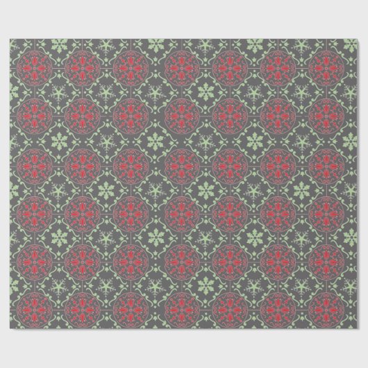 Gray Elegant Nordic Winter Snowflake Trendy Cadeaupapier (Vlak)
