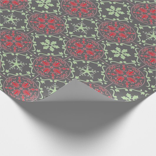 Gray Elegant Nordic Winter Snowflake Trendy Cadeaupapier (Hoek)