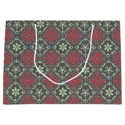 Gray Elegant Nordic Winter Snowflake Trendy Groot Cadeauzakje (Voorkant)