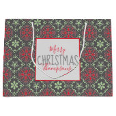 Gray Elegant Nordic Winter Snowflake Trendy Groot Cadeauzakje (Voorkant)