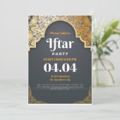 Gray Elegant Ramadhan Iftar Party Invitation Kaart (Staand voorkant)