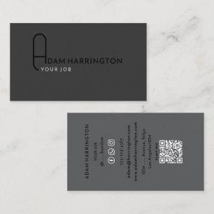 Gray   Elegant standaard QR-code Visitekaartje
