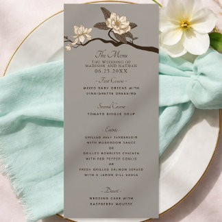Gray Elegant Vintage Magnolia Wedding Menu
