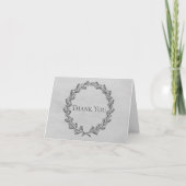 Gray Elegant Wreath Dank je Kaart (Voorkant)