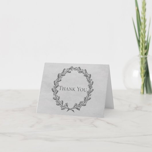 Gray Elegant Wreath Dank je Kaart (Voorkant)