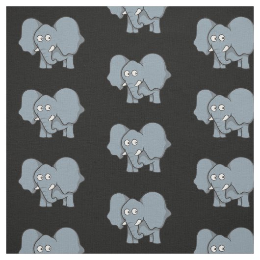 Gray Elephant Cartoon Pattern Stof (Swatch)