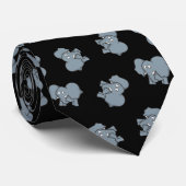Gray Elephant Cartoon Pattern Stropdas (Opgerold)