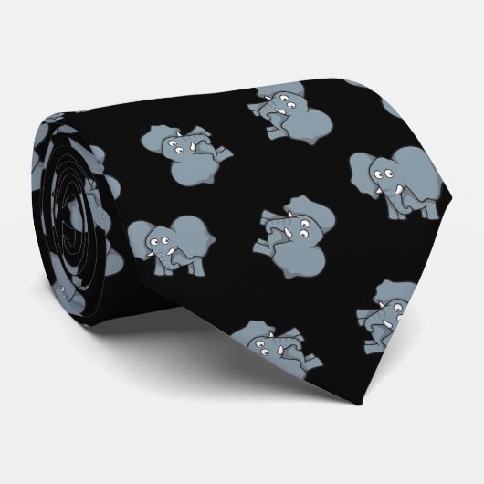 Gray Elephant Cartoon Pattern Stropdas (Opgerold)
