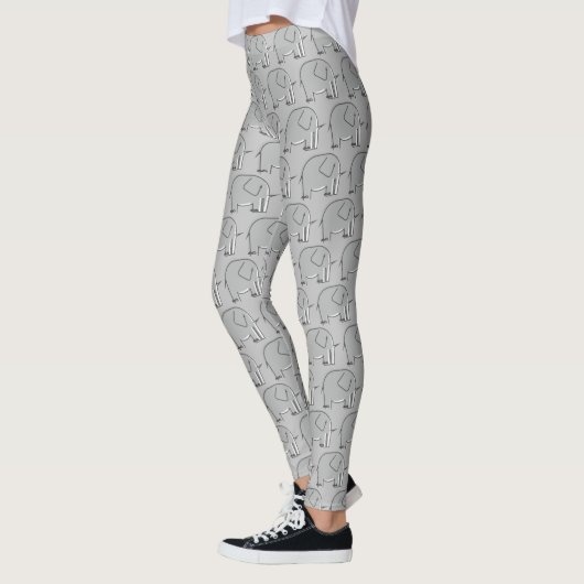 Gray Elephant Illustrated Pattern Leggings (Links)