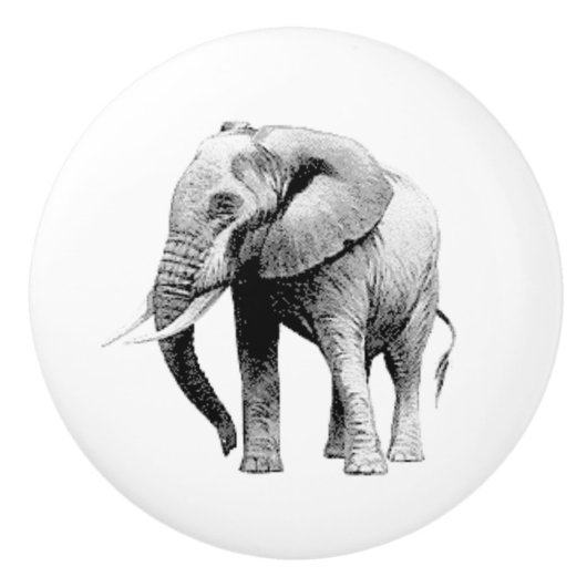 Gray Elephant realistische afbeelding Keramische Knop (Voorkant)