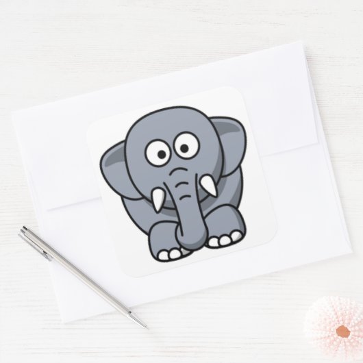 GRAY ELEPHANT VIERKANTE STICKER (Envelop)